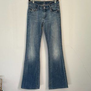 7 For all Mankind. Low-rise, Flare Jeans. Distressed Wash